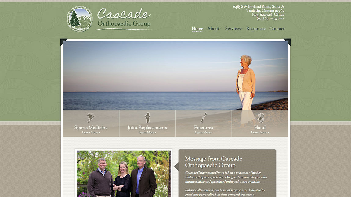 Cascade Orthopaedic Group website preview